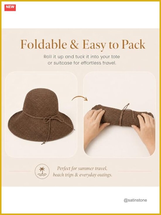 Handwoven Paper Straw Bucket Hat with Adjustable Drawstring and Wide Brim for main image 2
